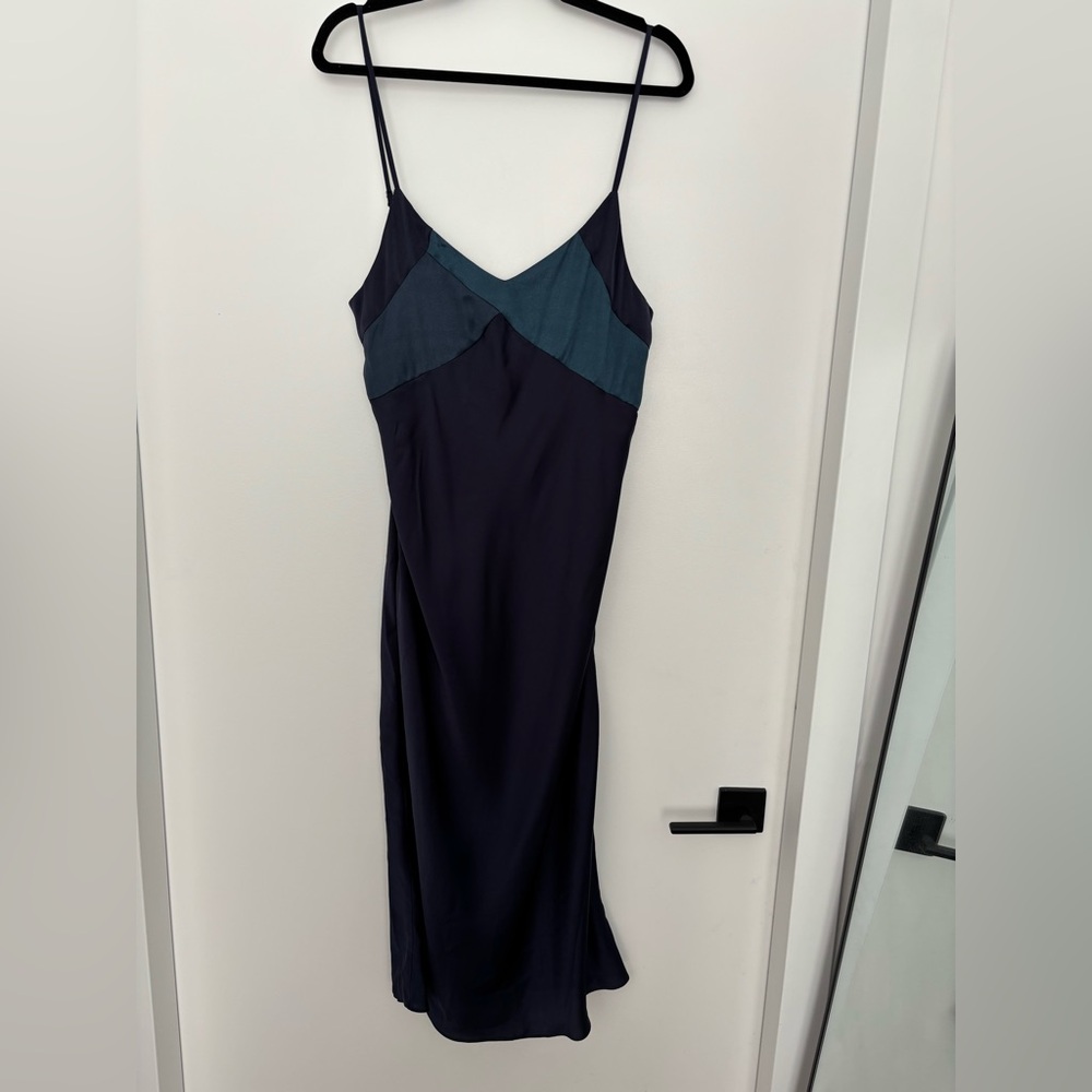 NWOT ba&sh Navy and Teal Slip Dress